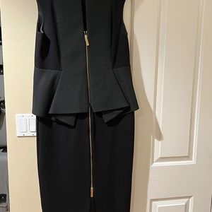 Black Ted Baker peplum dress with gold-tone zipper size 5